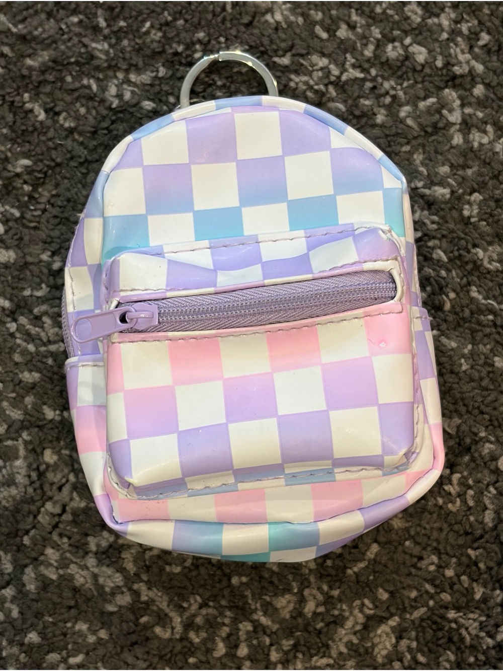 Claire’s Mini Keychain Backpack Clip - Checkered